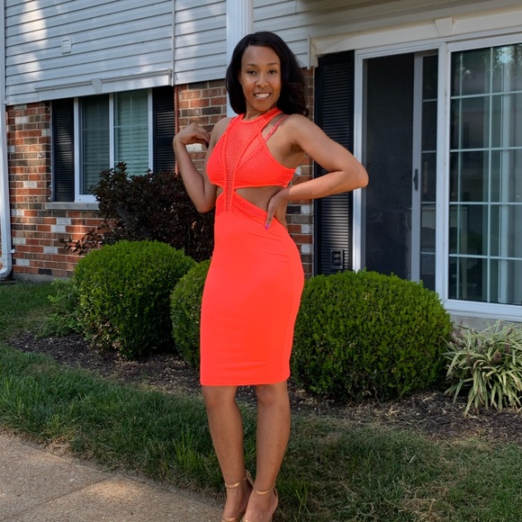 Dresses Bright Pink Bodycon Dress With Cutouts Poshmark